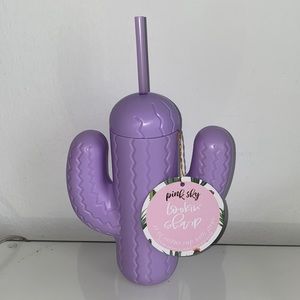 Pink Sky Cactus Cup with Straw